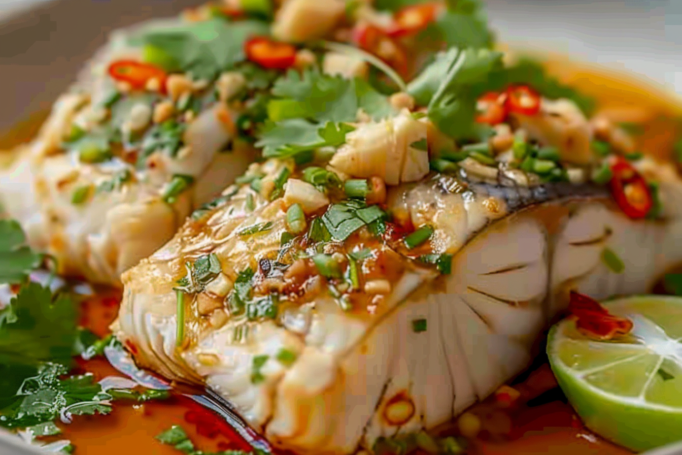 Thai Lime-Garlic Steamed Fish