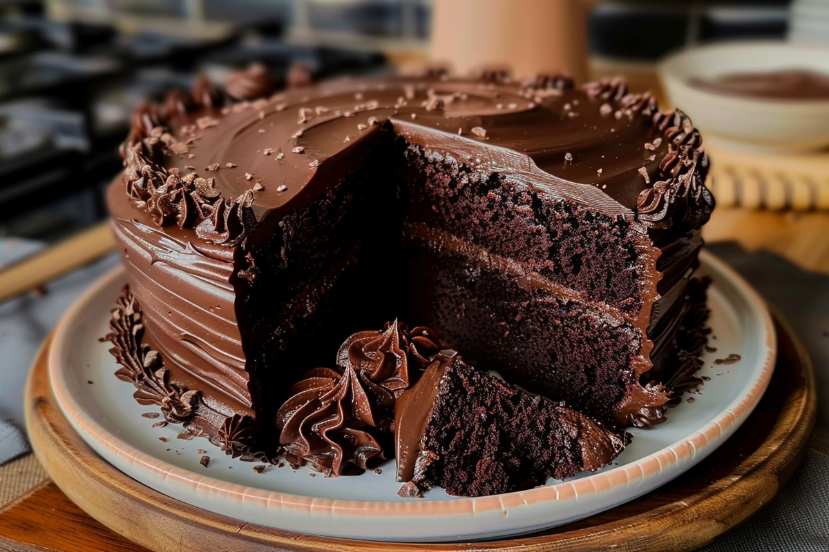 Rich Double Chocolate Moist Fudge Cake