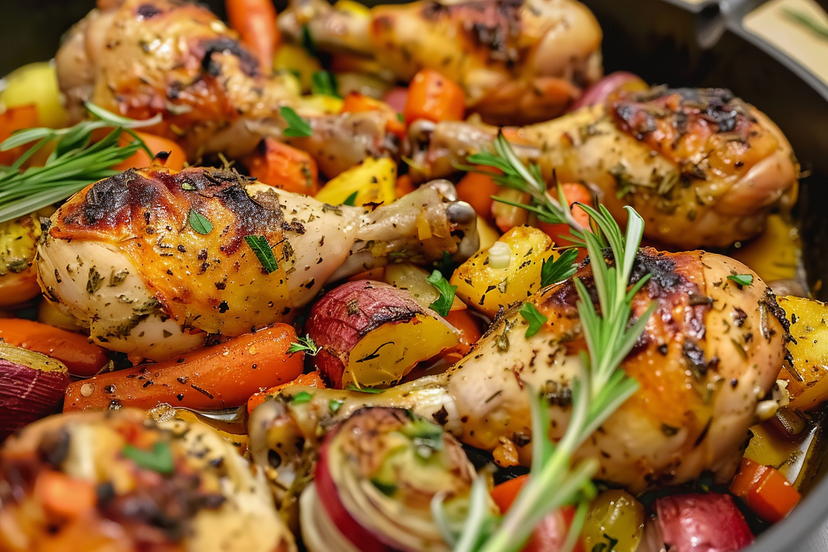 Epic Herb-Roasted Chicken Drumsticks with Veggie Medley