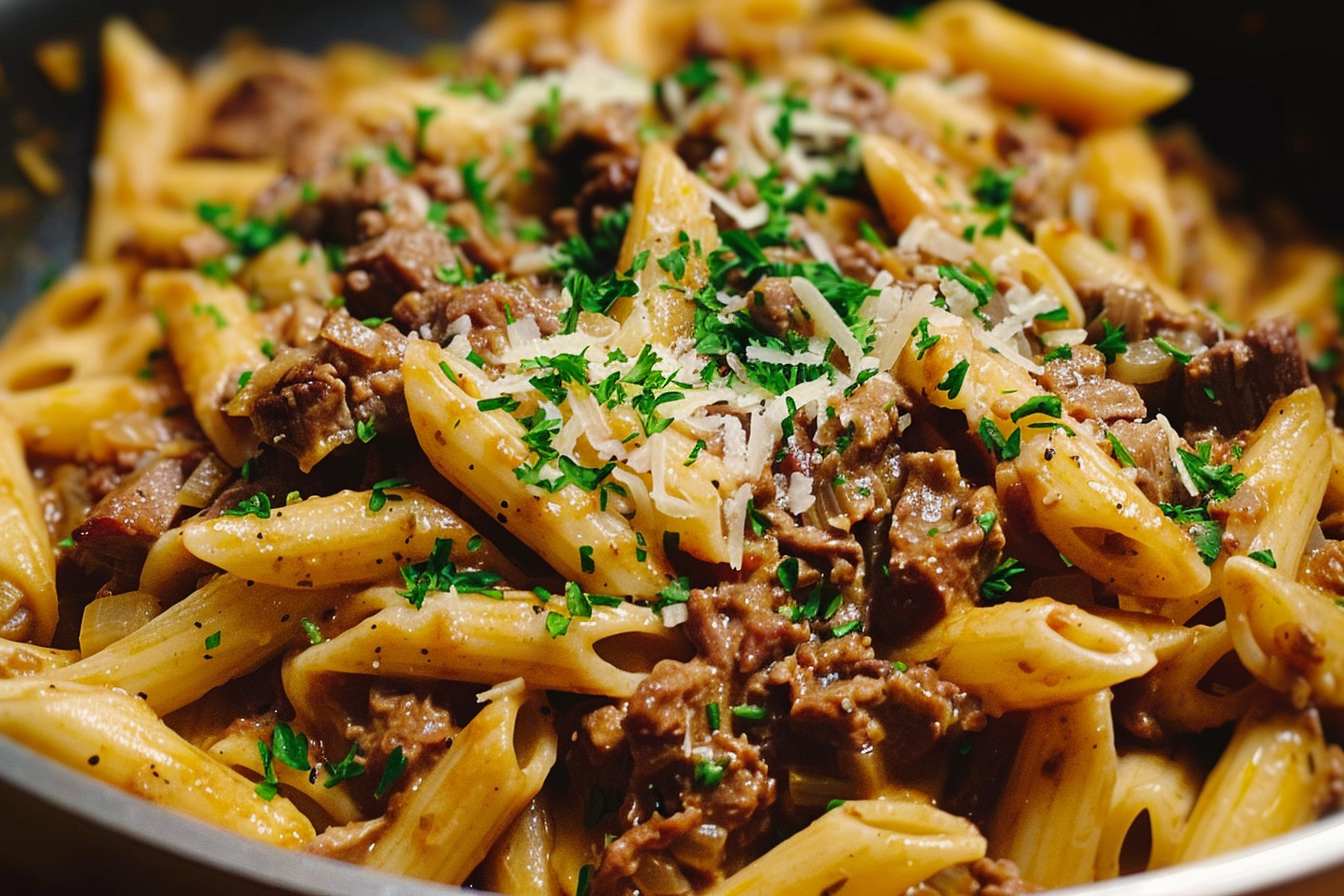 One-Pot Creamy Beef and Garlic Butter Pasta