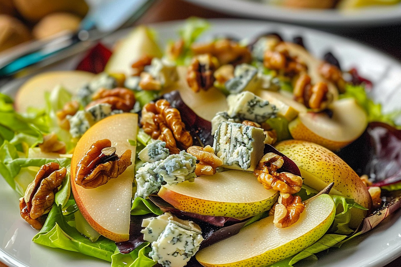 Harvest Salad with Pears Blue Cheese and Walnuts
