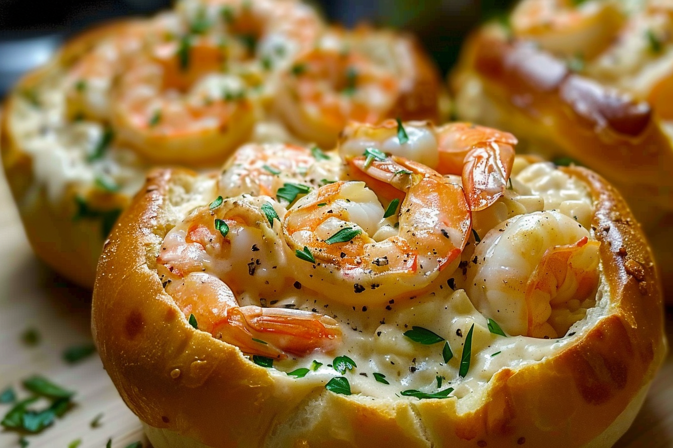 Shrimp Alfredo Bread Bowls