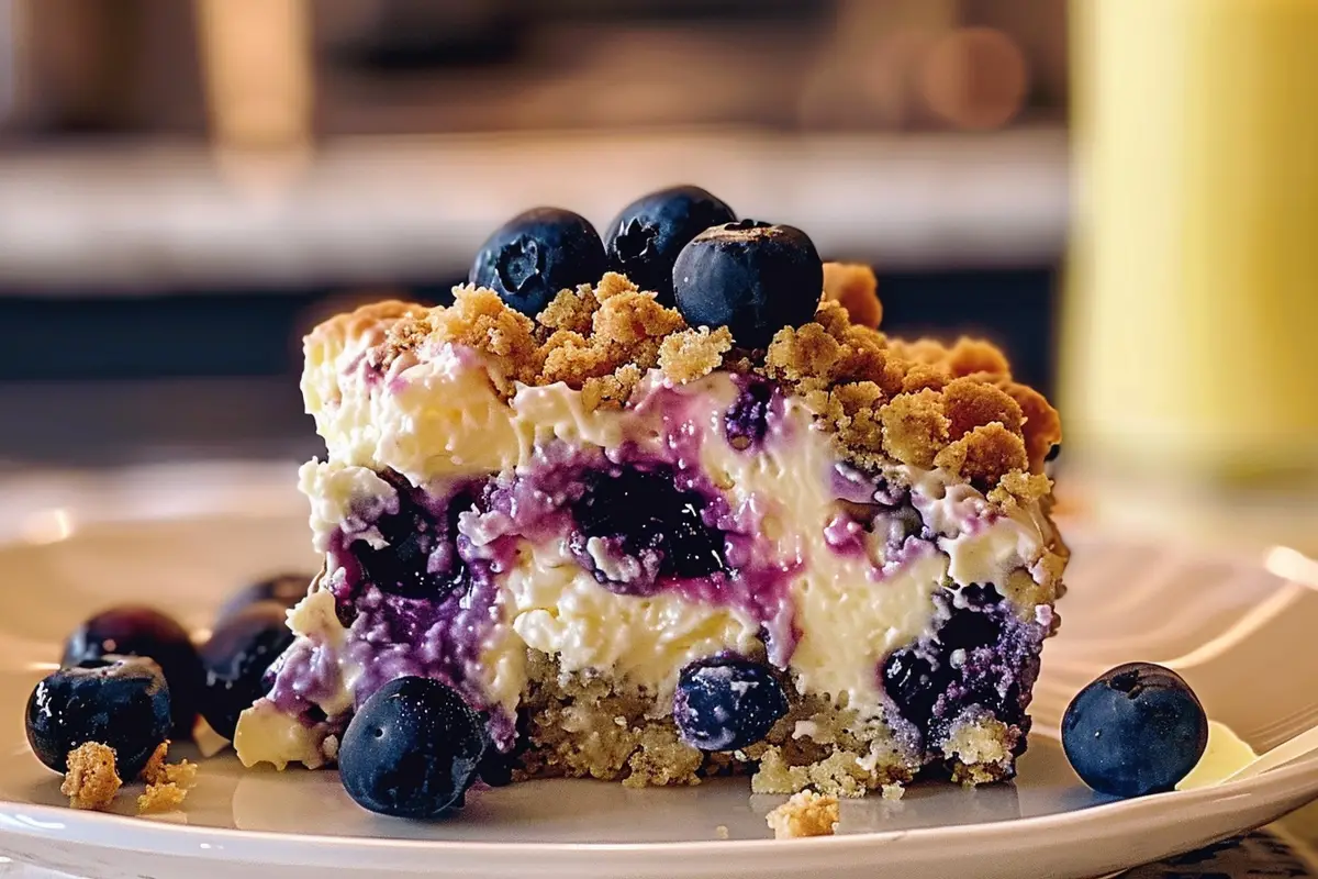 Blueberry Cream Cheese Crumble Dump Cake