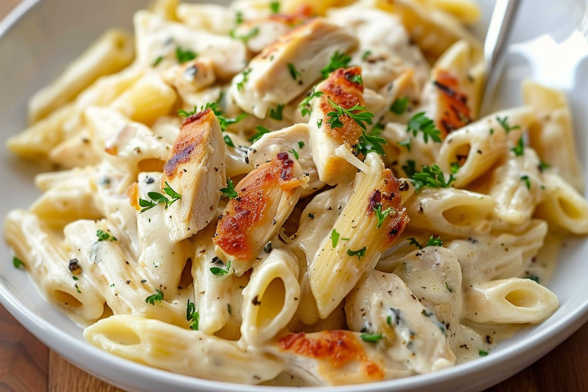 Epic Creamy Garlic Chicken Penne Pasta