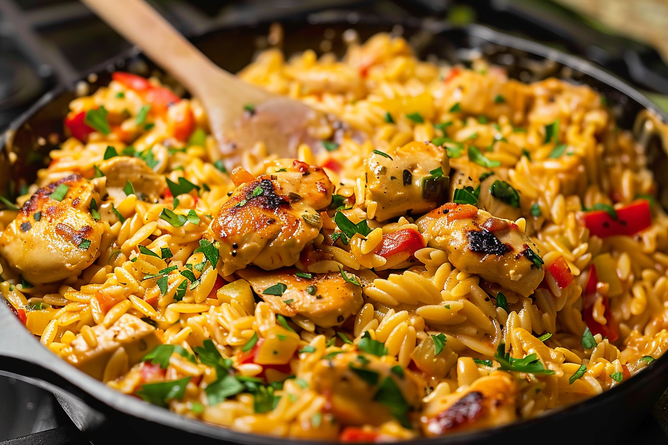 One-Pot Cajun Chicken Alfredo Orzo