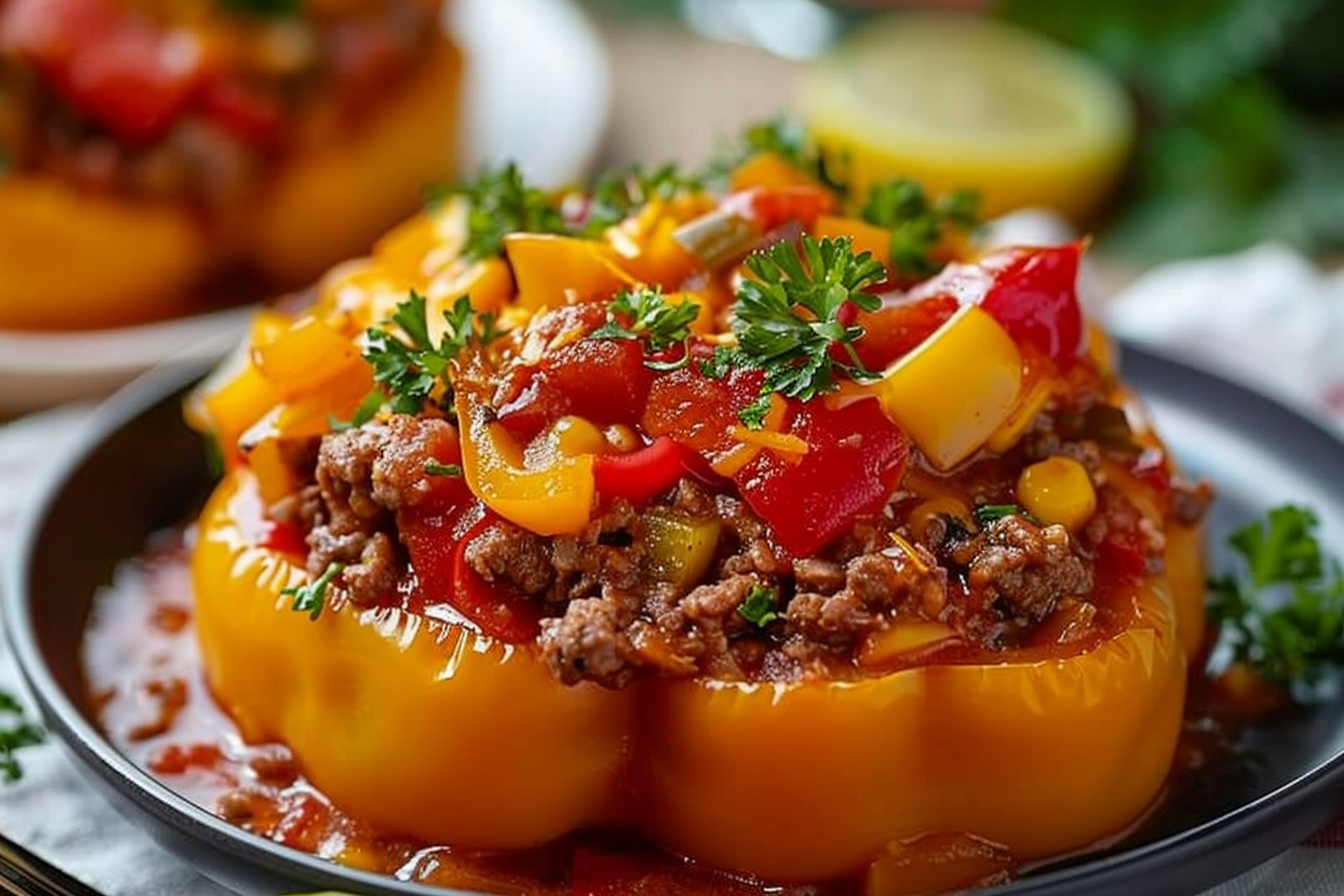 Cheesy Stuffed Pepper Beef Casserole