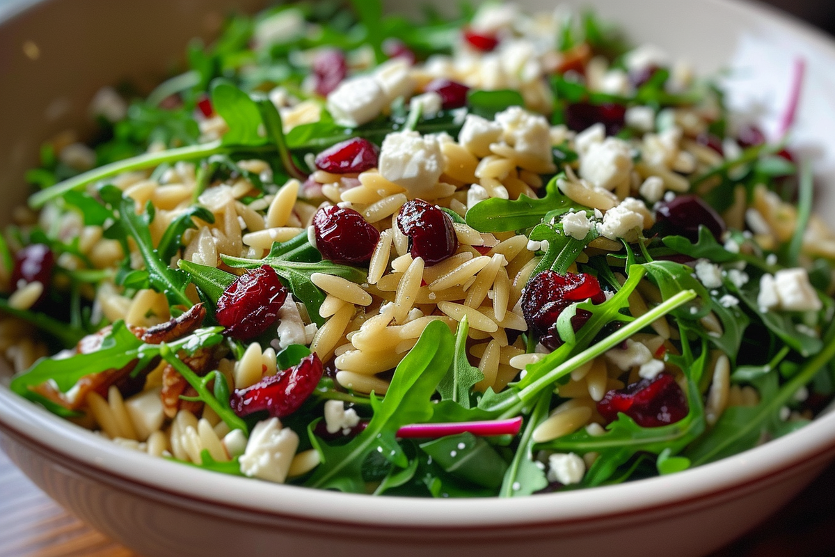 Orzo Arugula Salad with Feta and Cranberries