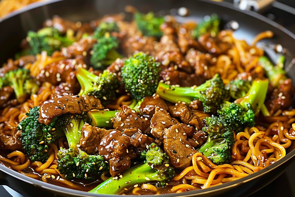 Sticky Beef & Broccoli Noodles Stir-Fry