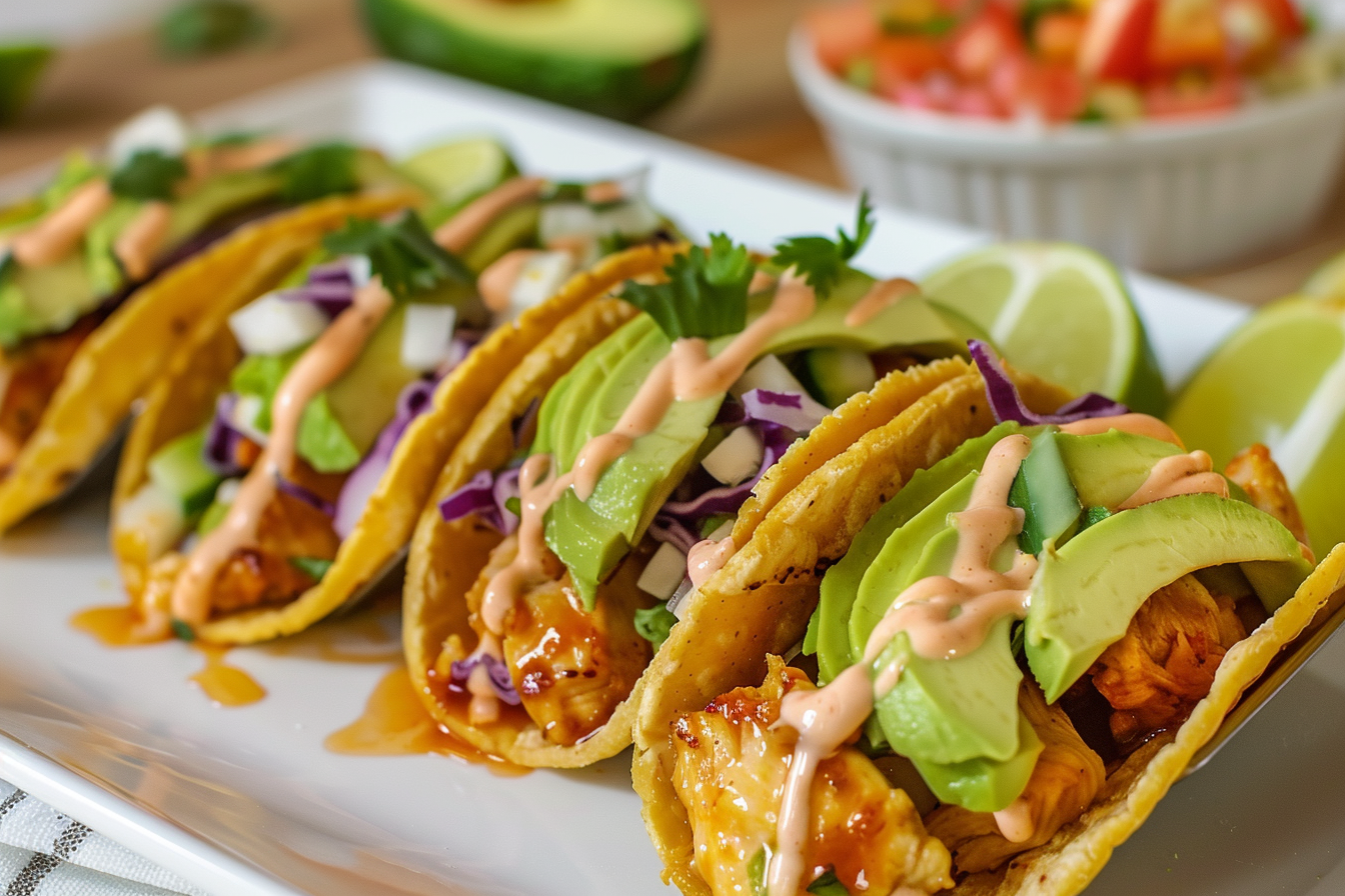 Honey Lime Chicken & Avocado Nacho Wonton Tacos