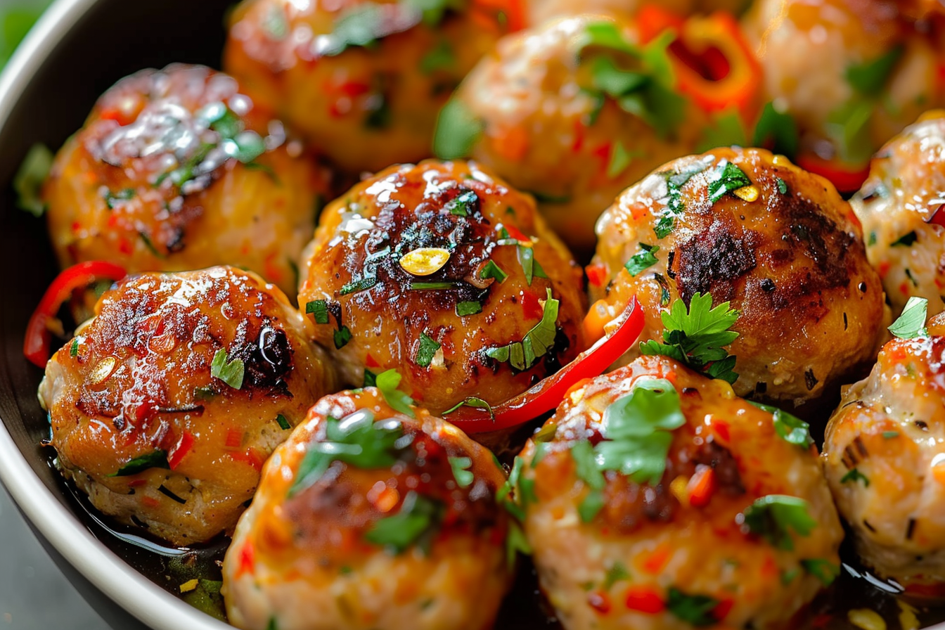 Easy Thai Baked Chicken Meatballs