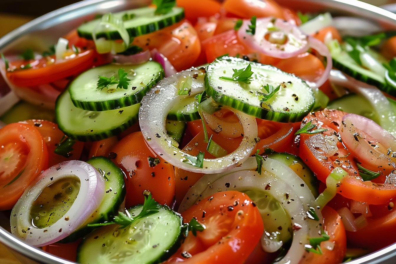 Marinated Cucumber Tomato & Onion Salad