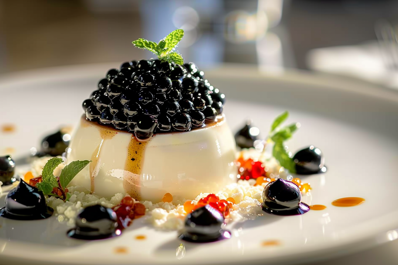Balsamic "Caviar" on Parmesan Cloud