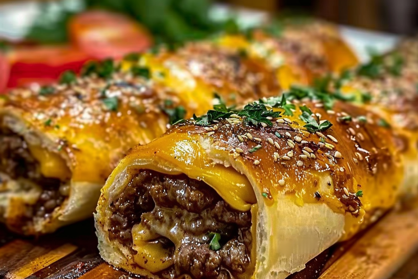 Garlic Butter Beef Cheeseburger Rollups