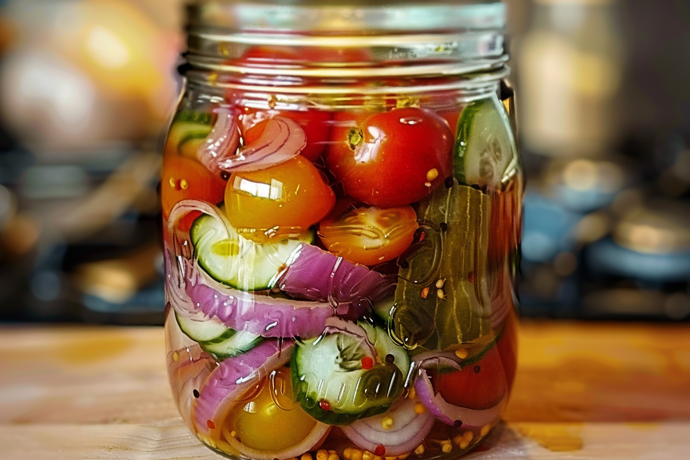 Pickled Cherry Tomatoes Onion and Cucumber