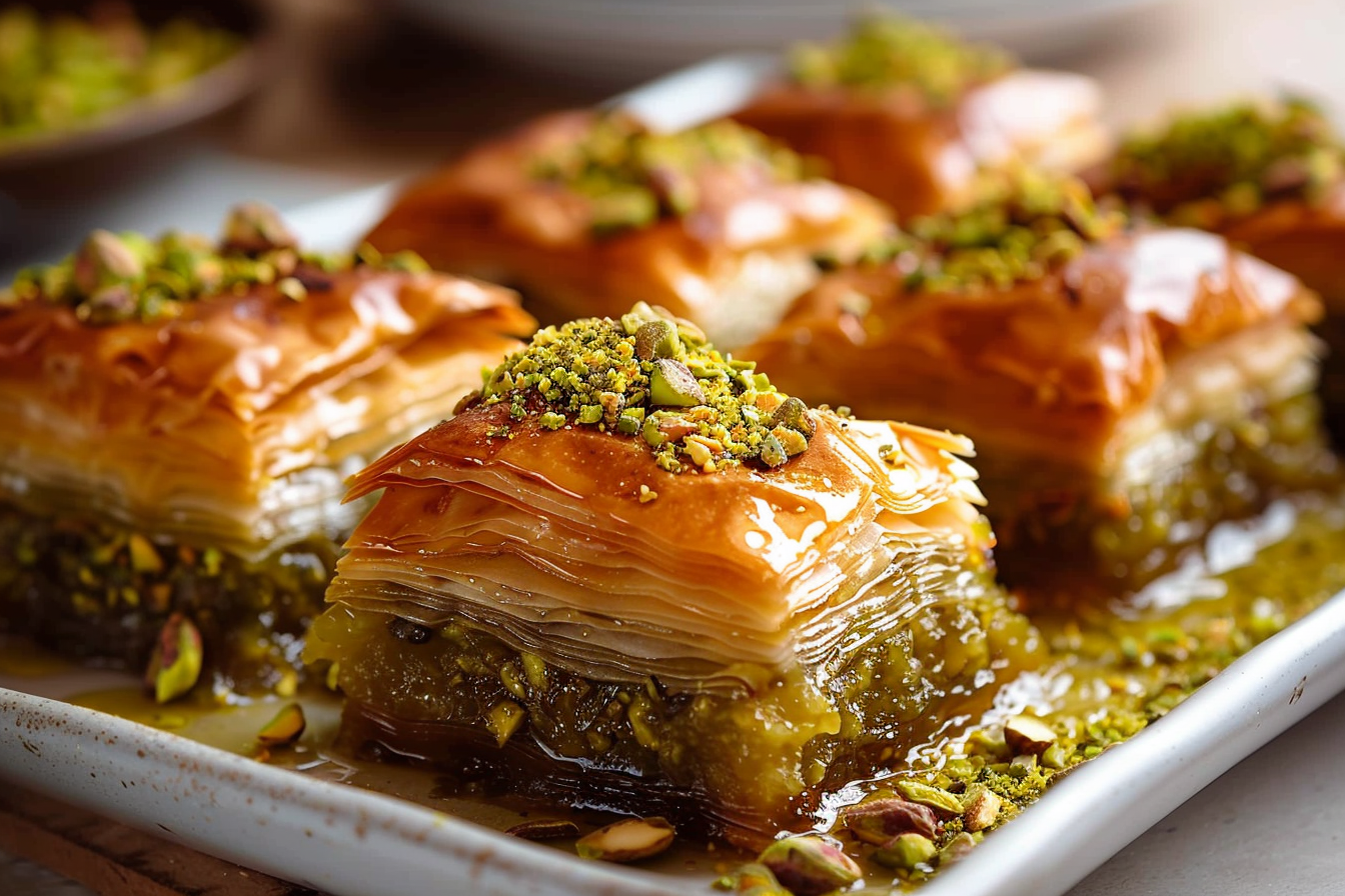 Golden Crackle Feta & Pistachio Baklava
