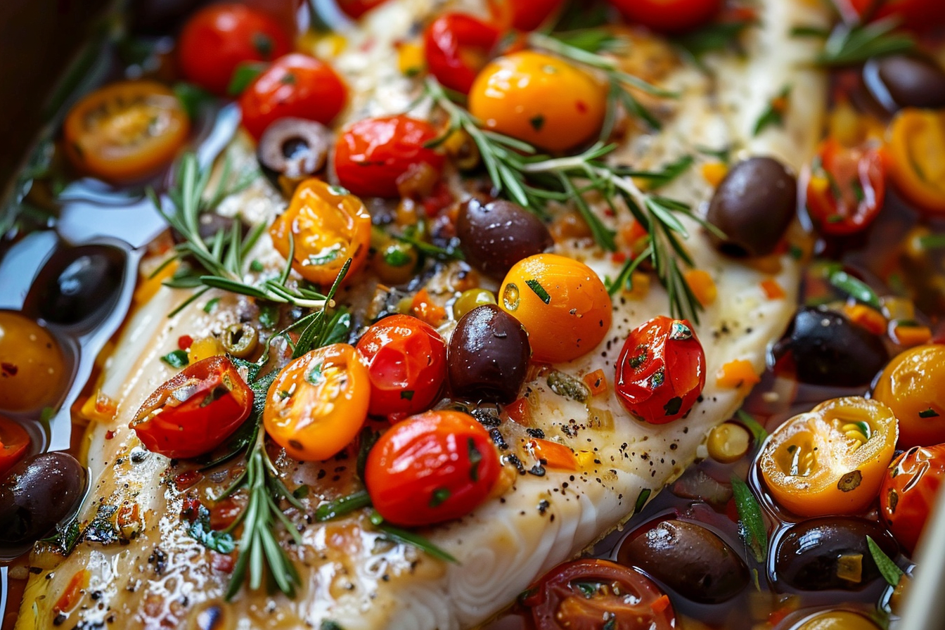Baked Fish with Cherry Tomatoes and Olives