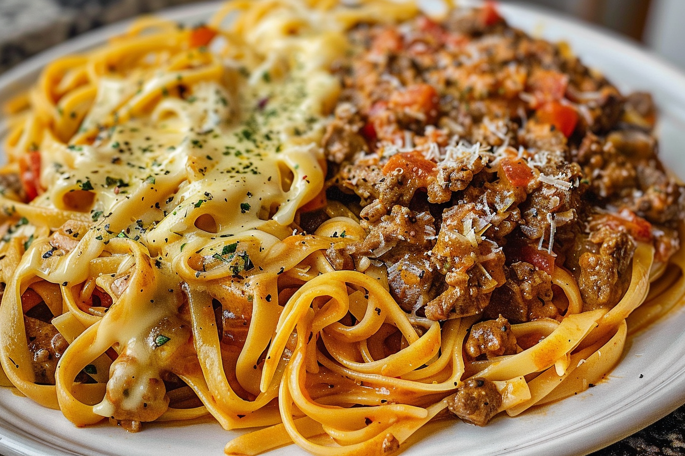 Cajun Beef Linguine in Creamy Velveeta Parmesan Garlic Sauce