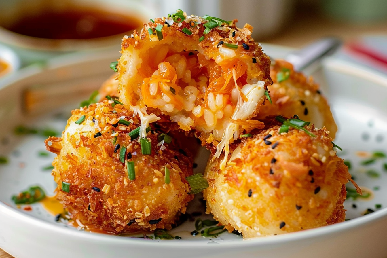 Crispy Rice Arancini with Kimchi Mozzarella Core