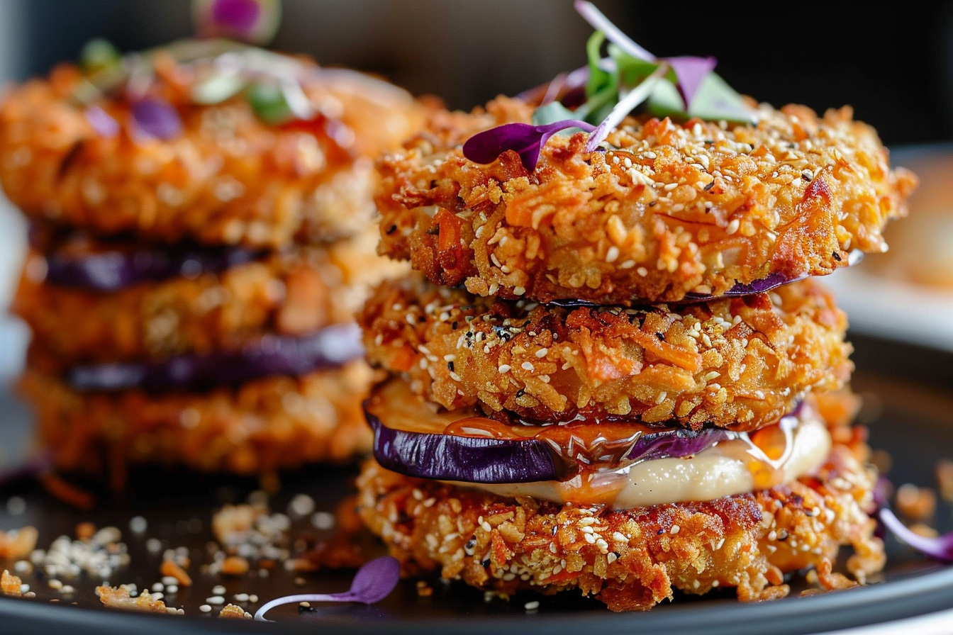 Crispy Eggplant Katsu Macarons