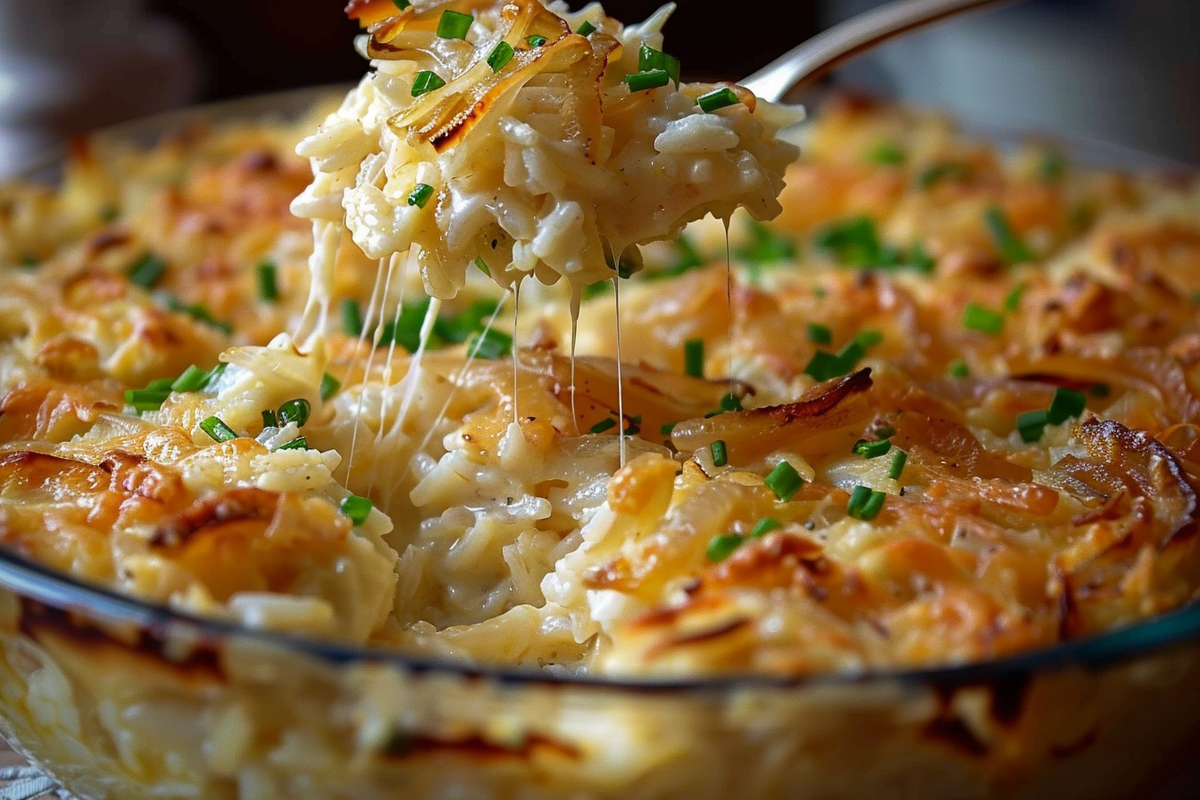 Cheesy Creamy French Onion Chicken Rice Casserole