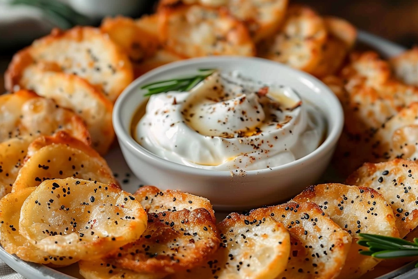 Bagel Chips with Cream Cheese Spread