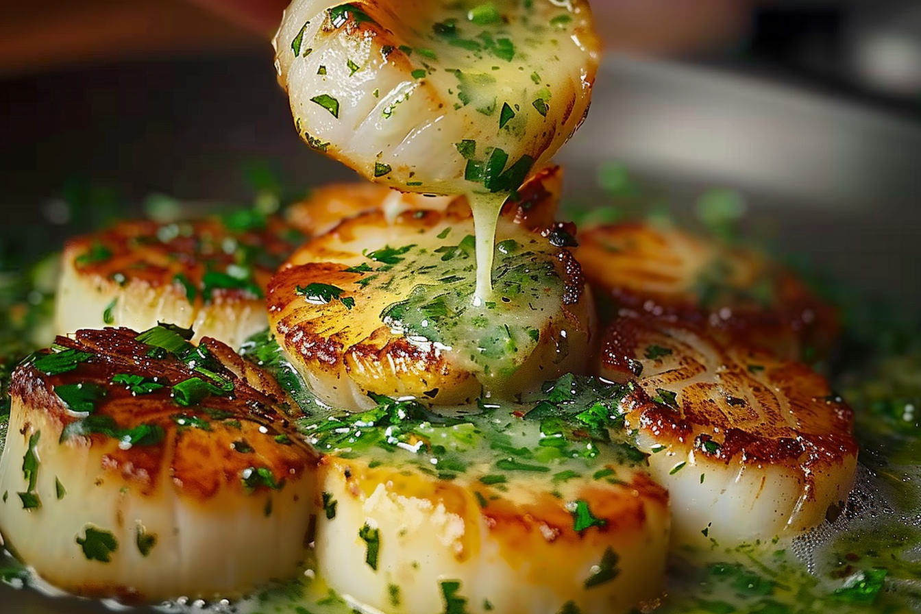 Sizzling Scallops with Lime-Cilantro Butter Sauce