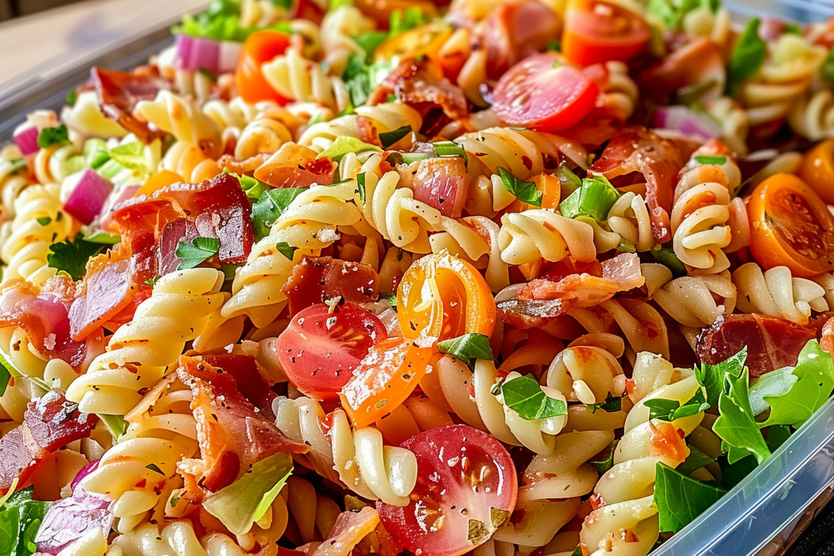 Refreshing Tangy Tomato BLT Pasta Salad