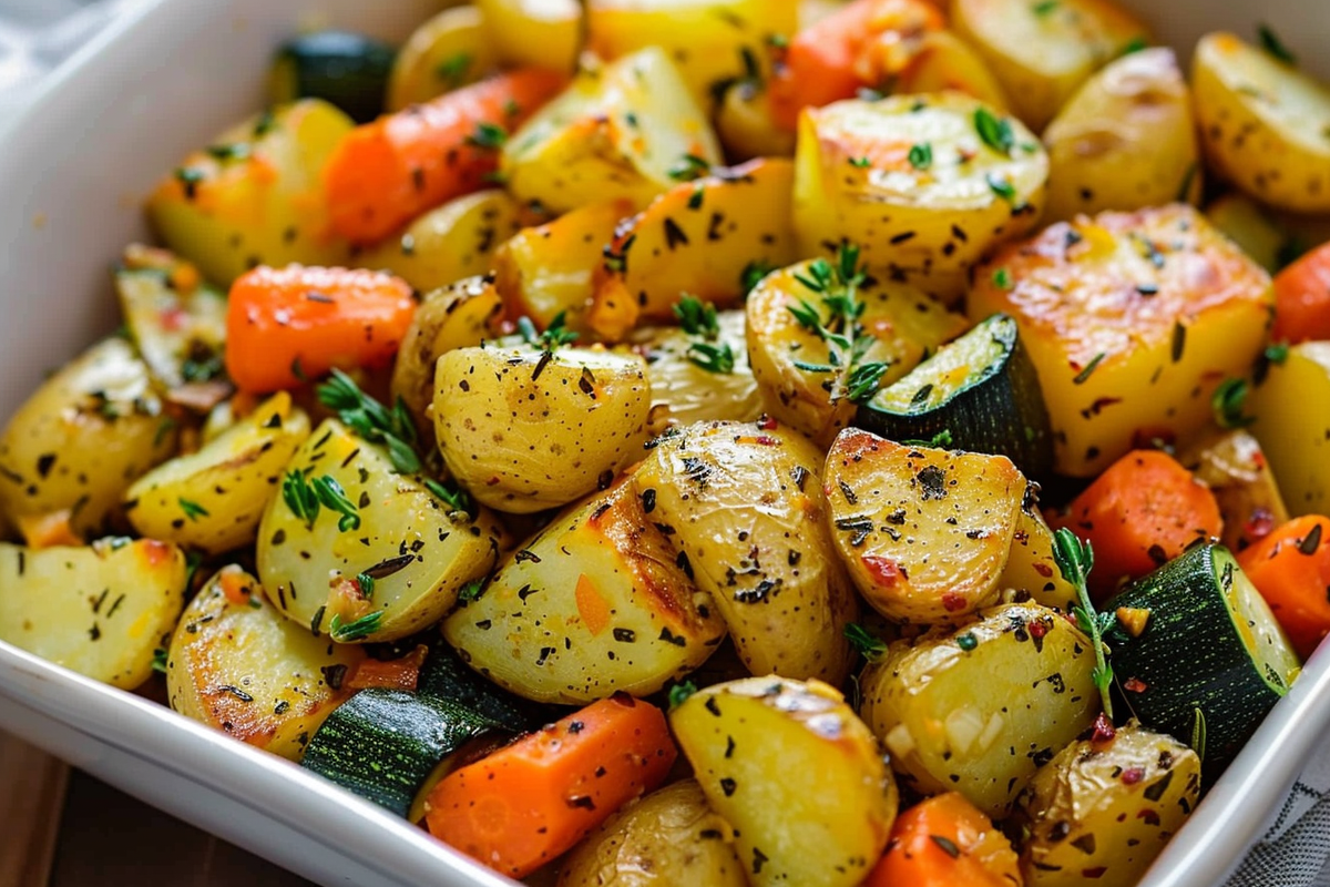 Garlic Herb Roasted Potatoes Carrots and Zucchini