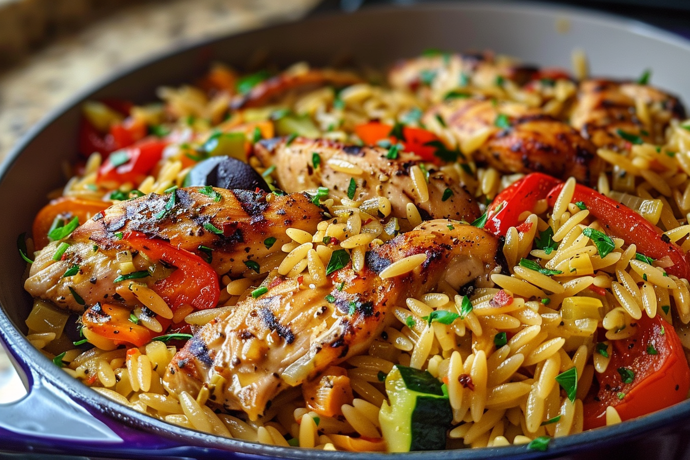 Mediterranean One-Pot Greek Chicken Risoni Orzo