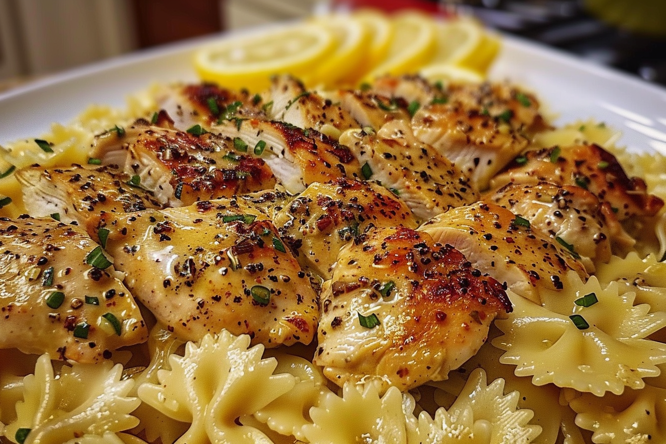 Lemon Garlic Chicken with Creamy Bowtie Pasta