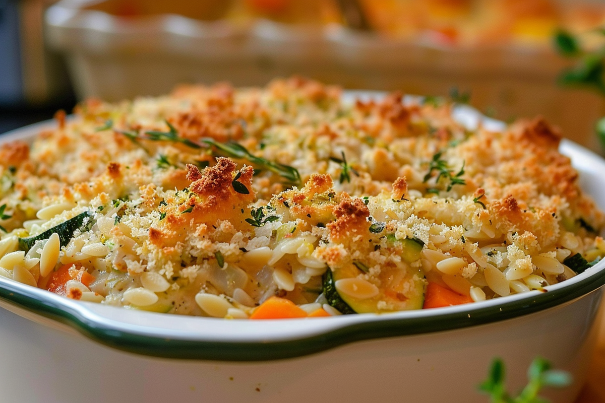 Easy Zucchini Orzo Casserole with Stuffing Mix