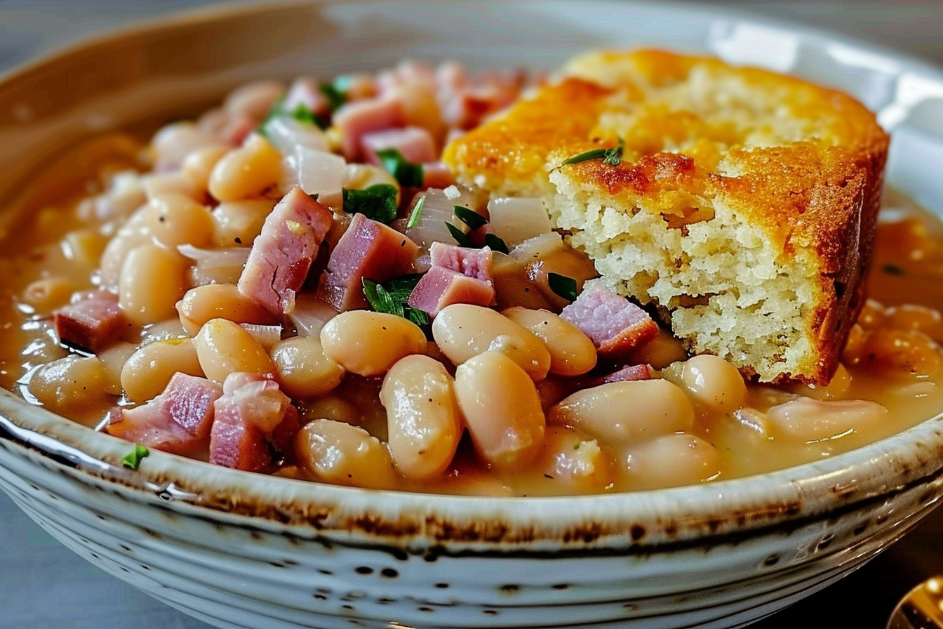 White Beans & Ham with Cornbread