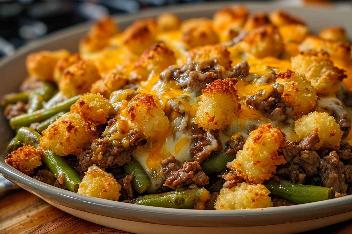 Tater Tot Beef & Green Bean Casserole