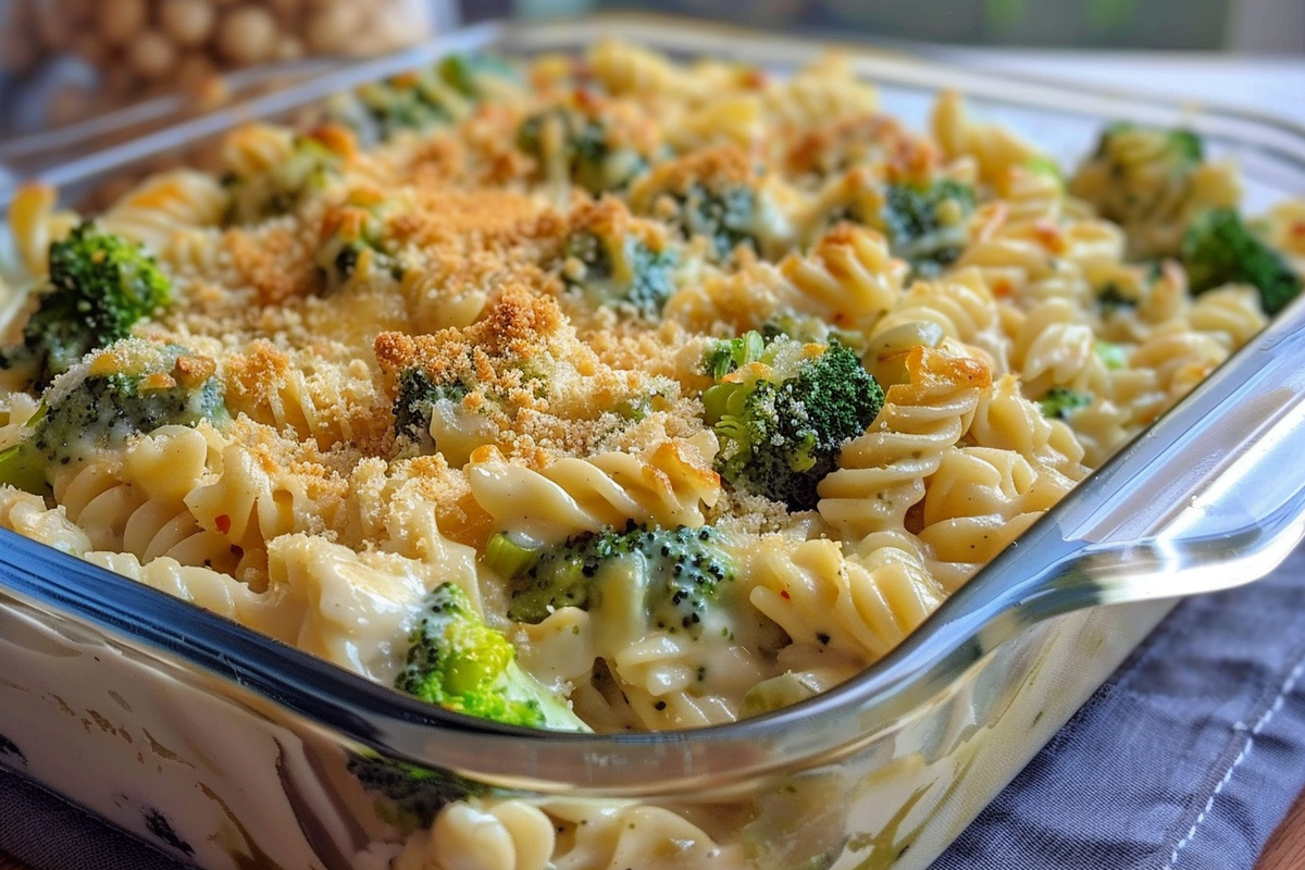 Creamy No-Boil Broccoli Cheddar Pasta Bake