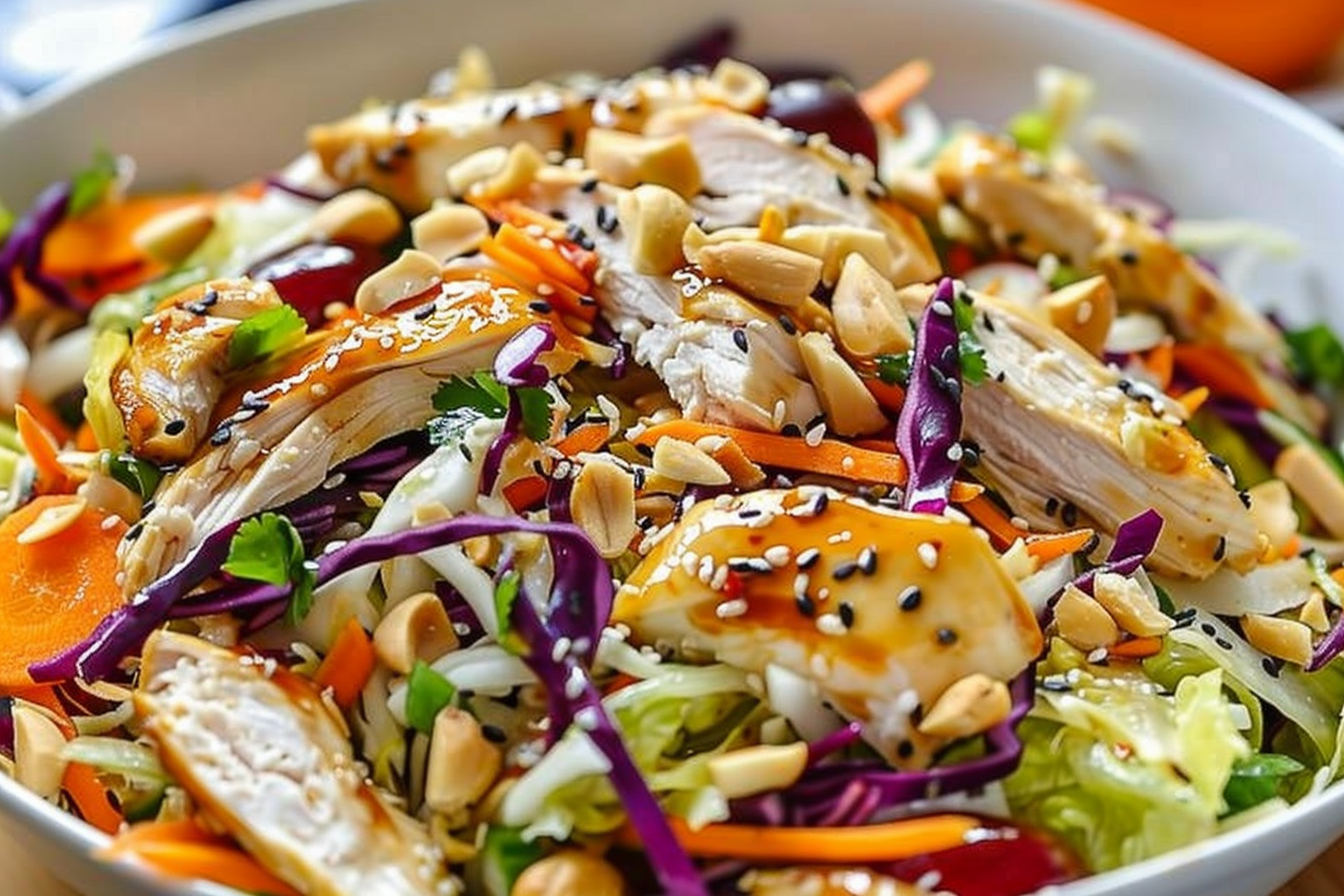 Chicken Coleslaw Salad with Ginger Sesame Dressing