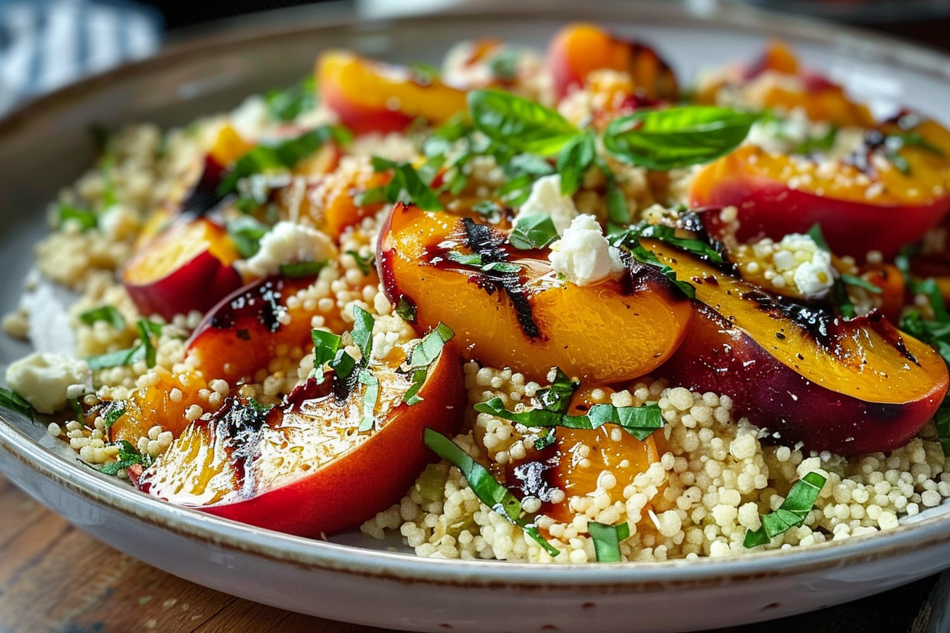 Grilled Peach and Ricotta Couscous Salad