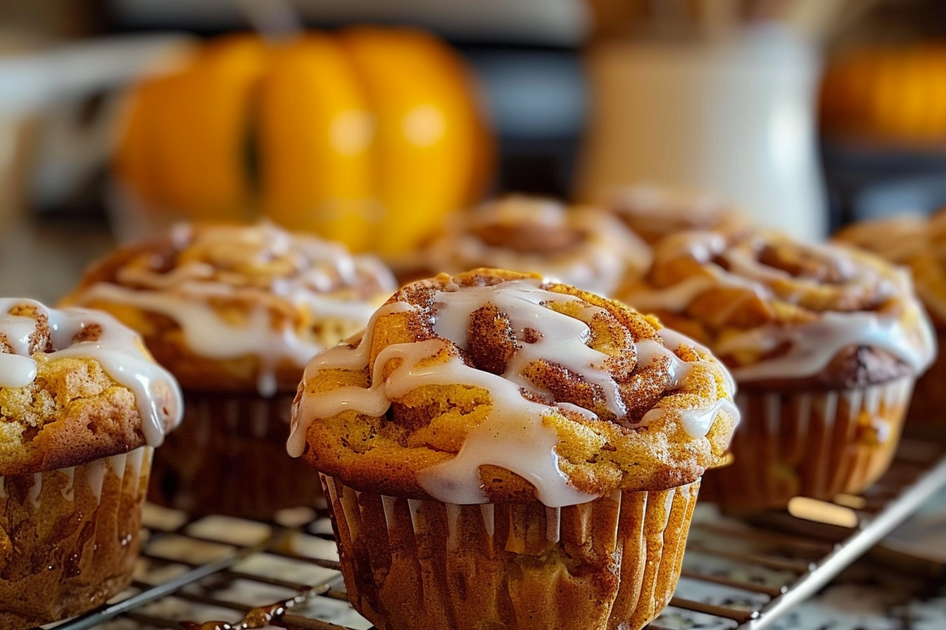 Pumpkin Cinnamon Roll Muffins