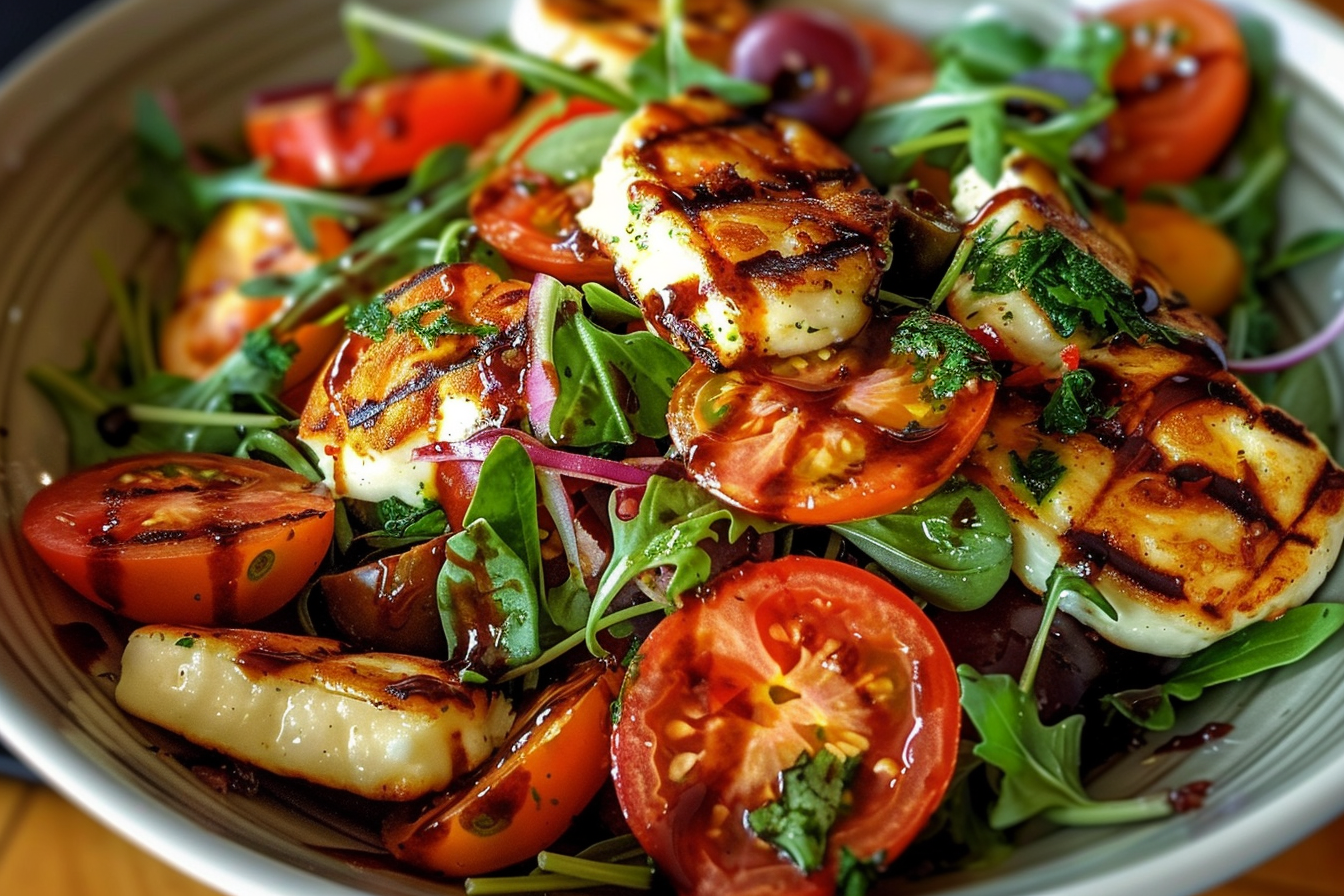 Grilled Halloumi and Tomato Salad