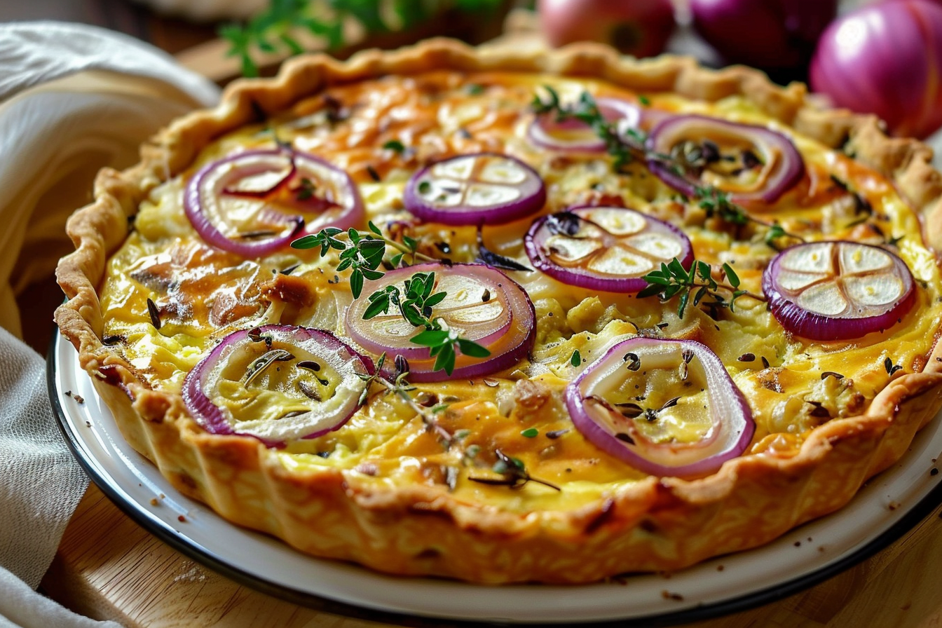 Easy Savory Cauliflower and Red Onion Quiche