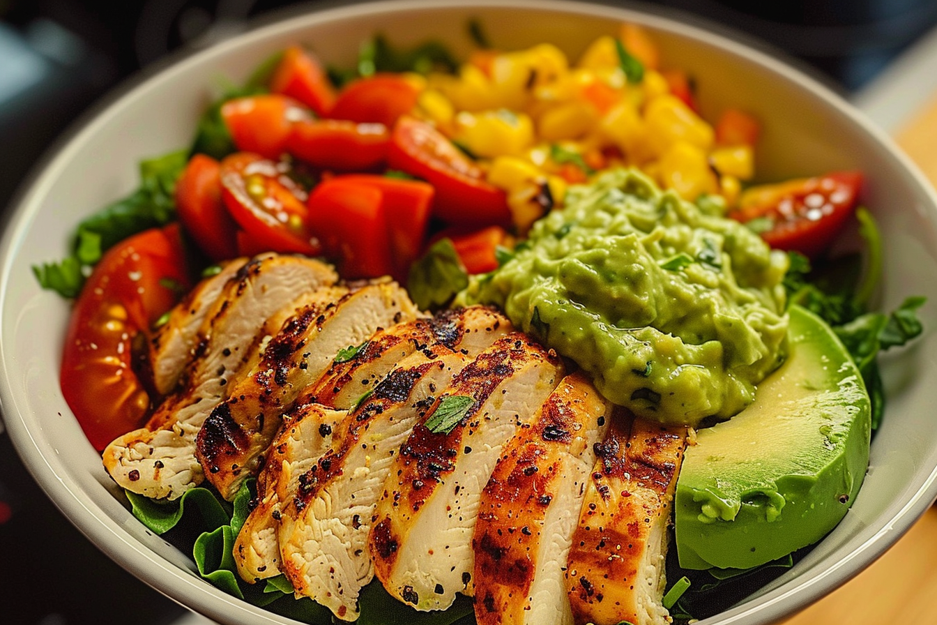 Super Fresh Grilled Chicken Power Bowl with Guac & Veggies