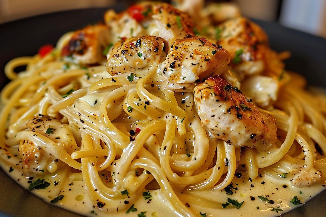Creamy Mozzarella Chicken Linguine in Garlic Cajun Butter