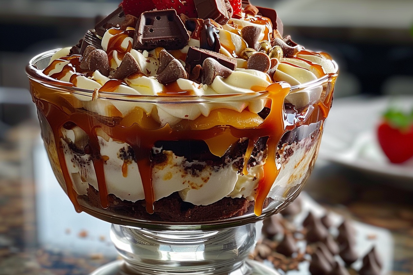 Caramel Cheesecake Brownie Trifle