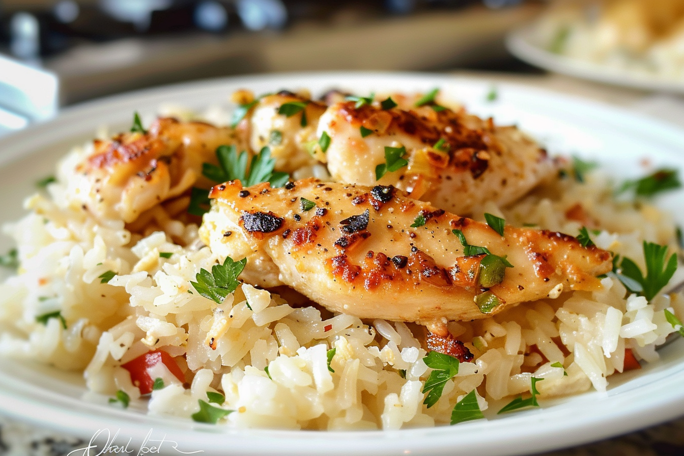 Chicken Scampi with Garlic Parmesan Rice