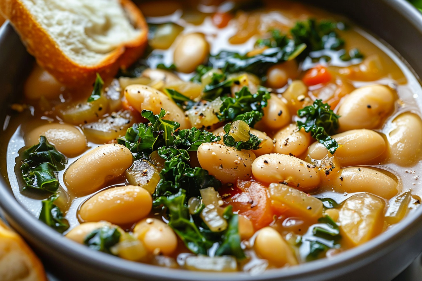 Caramelized Onion White Bean and Kale Stew