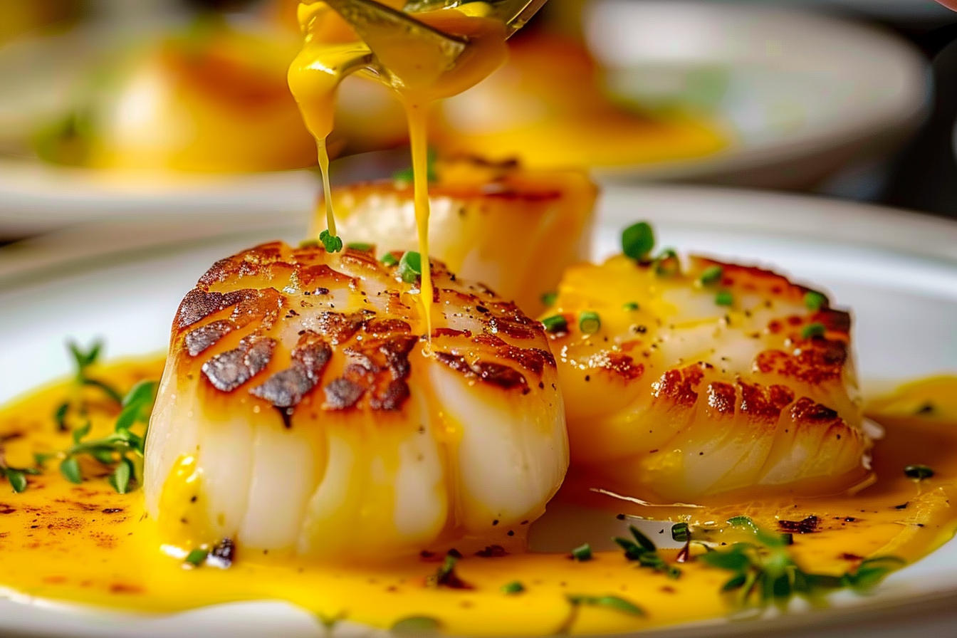 Scallops Luxe in Saffron Cream Sauce