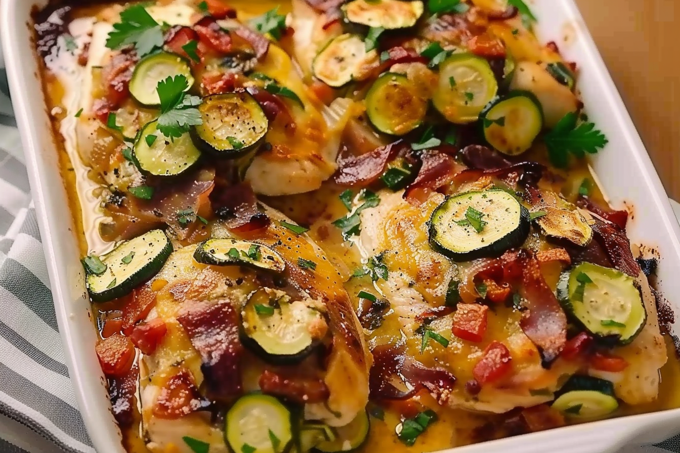 Mediterranean Chicken Zucchini Bake
